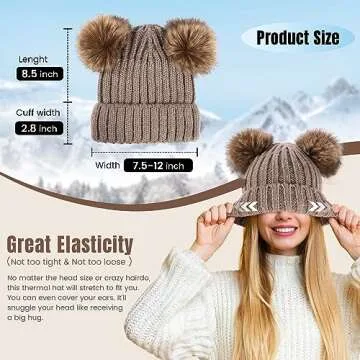 Adorable Arctic Paw Winter Beanie Hat with Double Pom Poms