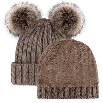 Stylish Arctic Paw Winter Beanie Hat with Double Pom Poms