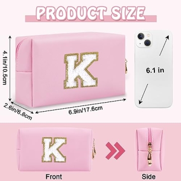 Personalized Small Preppy Makeup Bag - Stylish Chenille Letter Cosmetic Pouch