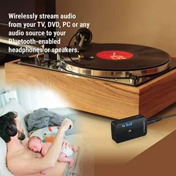 HomeSpot Bluetooth Transmitter for TV Headphone Low Latency Wireless 3.5mm Audio Adapter iPad TV to ...