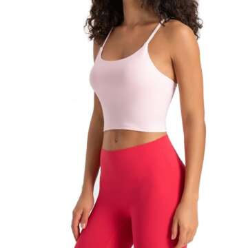 Lemedy Women Padded Sports Bra Fitness Workout Running Shirts Yoga Tank Top (L, Light Pink)