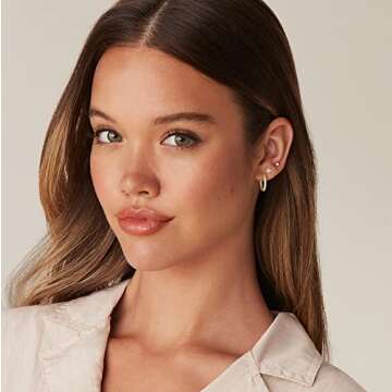 PAVOI 14K Gold Plated 925 Sterling Silver Post Cubic Zirconia Hoop Earrings | Rose Gold Hoops