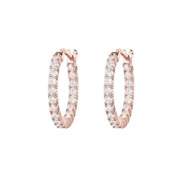 PAVOI 14K Gold Plated 925 Sterling Silver Post Cubic Zirconia Hoop Earrings | Rose Gold Hoops