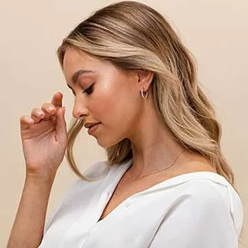 PAVOI 14K Gold Plated 925 Sterling Silver Post Cubic Zirconia Hoop Earrings | Rose Gold Hoops