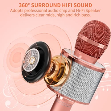 GIFTMIC Wireless Bluetooth Karaoke Microphone for All Ages