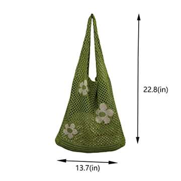 Hobo bag for women contrast color large capacity tote bag shoulder bag women's trendy knitted bag(Light green)