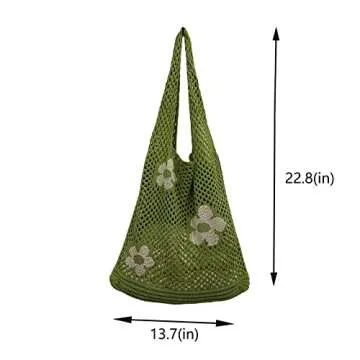 Hobo bag for women contrast color large capacity tote bag shoulder bag women's trendy knitted bag(Light green)