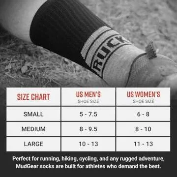 MudGear Ruck Socks, Merino Wool Tactical Boot Socks for Military, Rucking, Hiking, and Outdoor Adventures, Compression Comfort, Anti-Blister, Moisture-Wicking, USA-Made Crew Socks, Black/Gray, Large