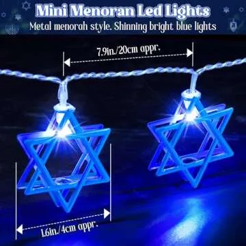 Hanukkah Lights Decorations, Star of David Battery Operated Chanukah Menorah String Lights for Chanukah Jews, Synagogue, Judaism Party Table Mantel Window Centerpiece Outdoor(Star of David, 3 m)