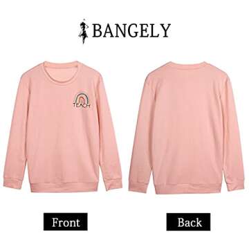 Teacher Sweatshirt Womens Funny Rainbow Graphic Tee Inspirational Teach Shirt Casual Long Sleeve Pullover Tops
