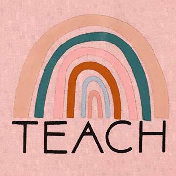 Teacher Sweatshirt Womens Funny Rainbow Graphic Tee Inspirational Teach Shirt Casual Long Sleeve Pullover Tops