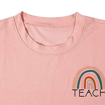 Teacher Sweatshirt Womens Funny Rainbow Graphic Tee Inspirational Teach Shirt Casual Long Sleeve Pullover Tops