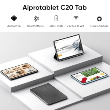 Aiprotablet 10-Inch Android 14 Tablet - Quad-Core, 64GB Expandable, 6000mAh Battery