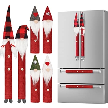 D-FantiX Gnome Christmas Refrigerator Handle Covers Set of 8, Adorable Swedish Tomte Kitchen Applian...