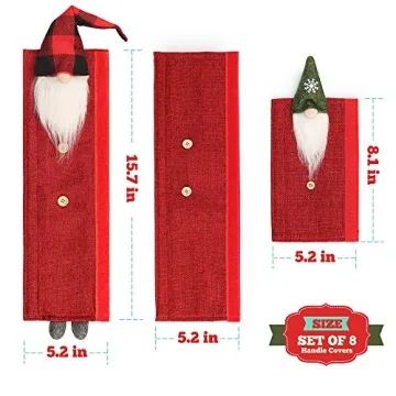 D-FantiX Gnome Christmas Refrigerator Handle Covers Set of 8, Adorable Swedish Tomte Kitchen Appliance Handle Covers Microwave Oven Dishwasher Fridge Door Handle Covers Protector Christmas Decorations