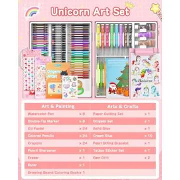 BestJay Unicorn Art Supplies - Arts and Crafts for Girls - 500 Pieces Painting, Drawing Coloring Art...