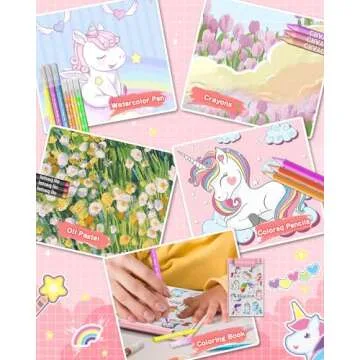 BestJay Unicorn Art Supplies - Arts and Crafts for Girls - 500 Pieces Painting, Drawing Coloring Art Kit Art Set - Beginners Art Case Toys Christmas Gifts for Kids (Age 5-12)