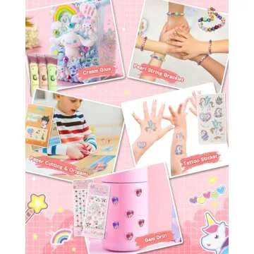 BestJay Unicorn Art Supplies - Arts and Crafts for Girls - 500 Pieces Painting, Drawing Coloring Art Kit Art Set - Beginners Art Case Toys Christmas Gifts for Kids (Age 5-12)