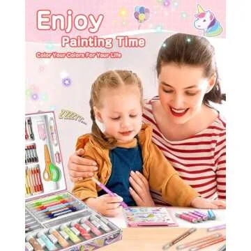 BestJay Unicorn Art Supplies - Arts and Crafts for Girls - 500 Pieces Painting, Drawing Coloring Art Kit Art Set - Beginners Art Case Toys Christmas Gifts for Kids (Age 5-12)