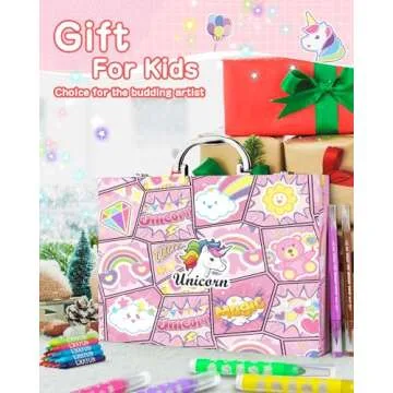 BestJay Unicorn Art Supplies - Arts and Crafts for Girls - 500 Pieces Painting, Drawing Coloring Art Kit Art Set - Beginners Art Case Toys Christmas Gifts for Kids (Age 5-12)