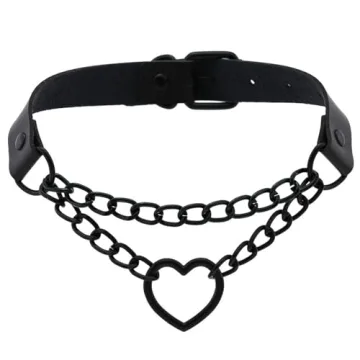 Tosmifairy Vintage Heart Choker Collar and Leash Set