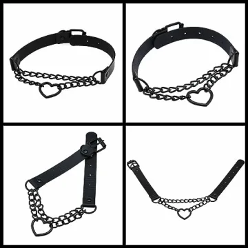 Tosmifairy Vintage Heart Choker Collar and Leash Set