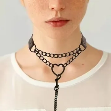 Tosmifairy Vintage Heart Choker Collar and Leash Set