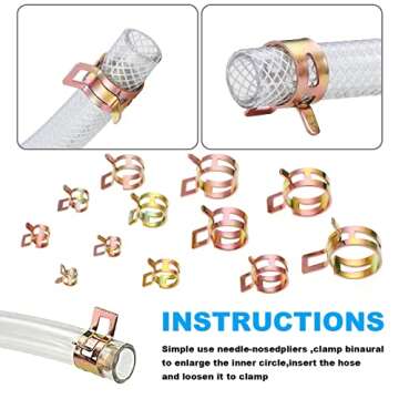 OCR 260 PCS 6-25mm Fuel Line Hose Spring Clip Clamps Fasteners Silicone Vacuum Hose Pipe Clamp Steel Wire Air Tube Water Pipe Clip 12 Sizes