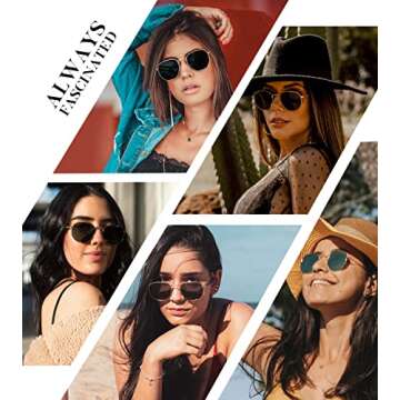 KALIYADI Sunglasses for Women and Men, Polarized Square UV Protection, Trendy Metal Frame Hexagon Su...