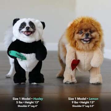 Pandaloon Dog Halloween Costume - As Seen on Shark Tank - Patented - Funny Costume with Arms for Small and Medium Dogs and Cats (Panda, Size 1(13-14 in Height at TOP of Head,Girth<16 in))