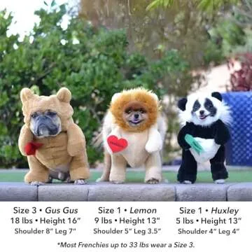 Pandaloon Dog Halloween Costume - As Seen on Shark Tank - Patented - Funny Costume with Arms for Small and Medium Dogs and Cats (Panda, Size 1(13-14 in Height at TOP of Head,Girth<16 in))