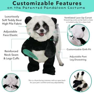 Pandaloon Dog Halloween Costume - As Seen on Shark Tank - Patented - Funny Costume with Arms for Small and Medium Dogs and Cats (Panda, Size 1(13-14 in Height at TOP of Head,Girth<16 in))