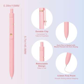 Ddaowanx Colored Gel Pens, 0.5mm Fine Point Retractable,Colorful Pens for Journaling, Teacher Must H...