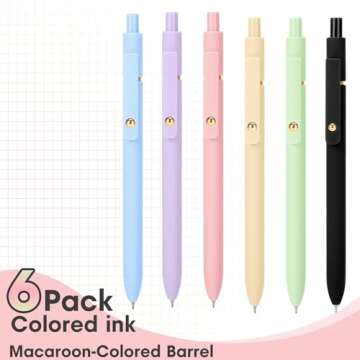 Ddaowanx Colored Gel Pens, 0.5mm Fine Point Retractable,Colorful Pens for Journaling, Teacher Must Haves,Teacher School Supplies, Gifts for Nurse Stockings Stuffers for Women(6Pcs-Aesthetic Colors)