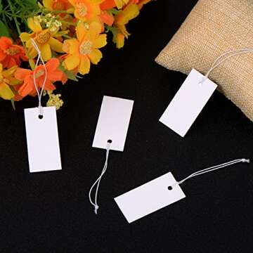 Shappy 300 Pcs White Price Display Tags with Strings