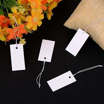 Shappy 300 Pcs White Price Display Tags with Strings