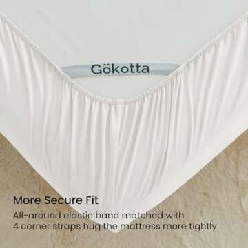 GOKOTTA 4-Pcs King Size Sheets Set, 16-Inch Deep Pocket King Sheets with Elastic Corner Straps, Hotel Luxury Ultra Soft Brushed Microfiber Sheets King Size - Non Slip, Anti-Rip, Easy Care - White