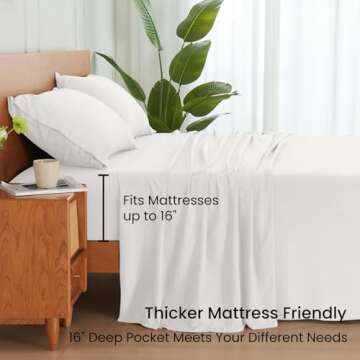 GOKOTTA 4-Pcs King Size Sheets Set, 16-Inch Deep Pocket King Sheets with Elastic Corner Straps, Hotel Luxury Ultra Soft Brushed Microfiber Sheets King Size - Non Slip, Anti-Rip, Easy Care - White