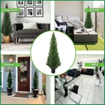 Artificial Cedar Topiary Trees 5 Feet for Indoor Outdoor