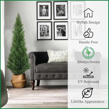 Artificial Cedar Topiary Trees 5 Feet for Indoor Outdoor