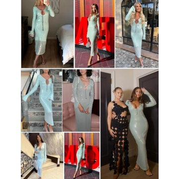 Meilun Deep V Sequin Party Dress Elegant Long Gown