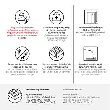 Bestar Pur Queen Murphy Bed and 2 Shelving Units with Drawers, 115-inch Space-Saving Sleeping Arrangement for Multipurpose Area, Bedroom, Guest Room, or Living Room