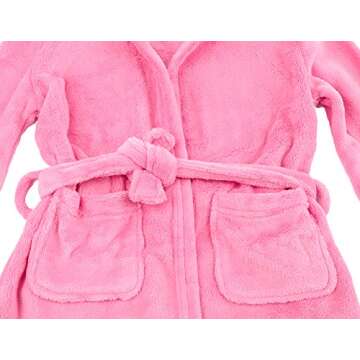 Leveret Kids Robe Boys Girls Solid Hooded Fleece Sleep Robe Bathrobe (2 Years, Light Pink)