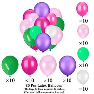 Girls Birthday Party Supplies Decorations, Backdrop With Balloons Kit For Amazing Surprise Party Background Including 80Pcs Balloons, 4Pcs Aluminum Foil Balloons for Girls Birthday