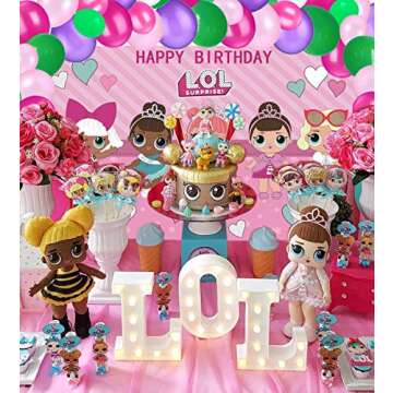 Girls Birthday Party Supplies Decorations, Backdrop With Balloons Kit For Amazing Surprise Party Background Including 80Pcs Balloons, 4Pcs Aluminum Foil Balloons for Girls Birthday