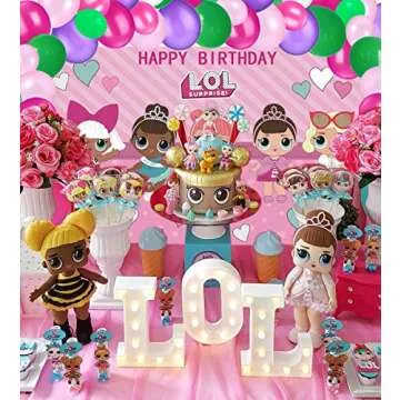 Girls Birthday Party Supplies Decorations, Backdrop With Balloons Kit For Amazing Surprise Party Background Including 80Pcs Balloons, 4Pcs Aluminum Foil Balloons for Girls Birthday