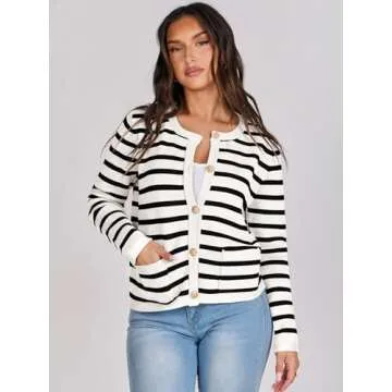 Elegant ANRABESS Striped Cardigan for Women - Fall Fashion