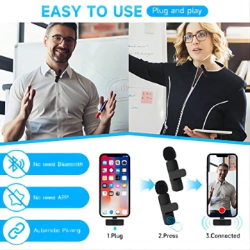 PQRQP Dual Wireless Lavalier Microphone for iPhone