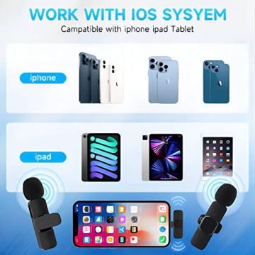 PQRQP Dual Wireless Lavalier Microphone for iPhone