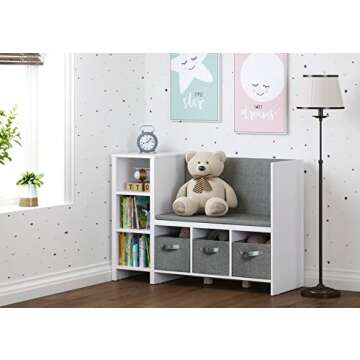 UTEX Kids Reading Nook Bench with Bookshelf and Storage